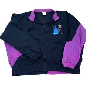 Vintage Puma Jacket Women Large Pink Black Windbreaker Track Suit 90s Warm Up *